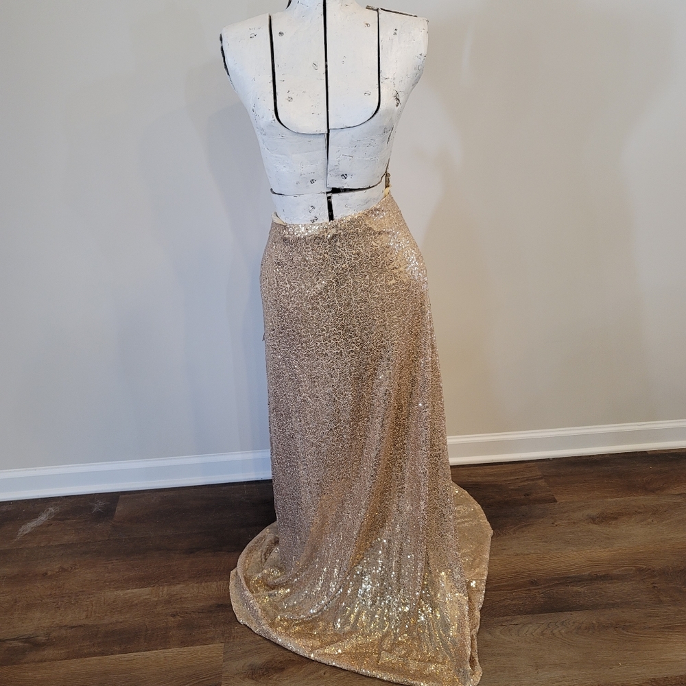 NWT Gold Sequin Maxi Skirt